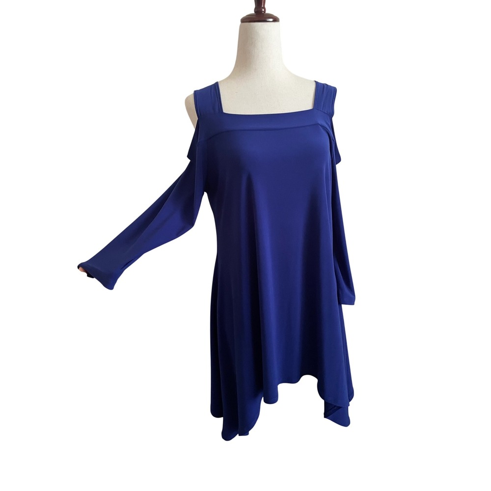 Clara Sunwoo Blue Oversized Sharkbite Hem Tunic Top Small Artsy Lagenlook Flowy